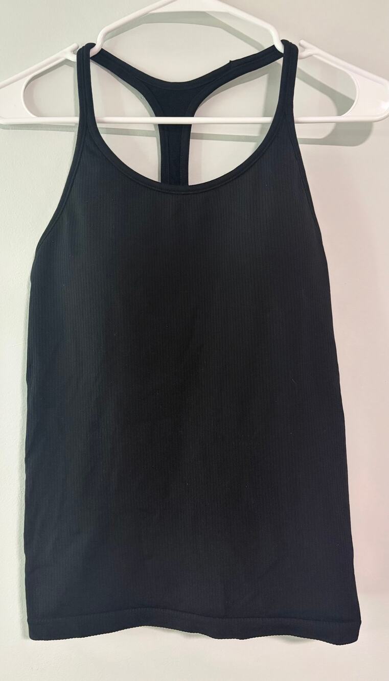 Athleta Black Ribbed Racerback Tank Top Medium Athletic Yoga Workout